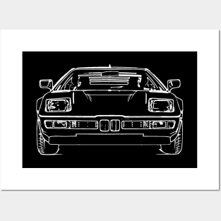 White 1978 M1 Car Sketch Art Posters and Art